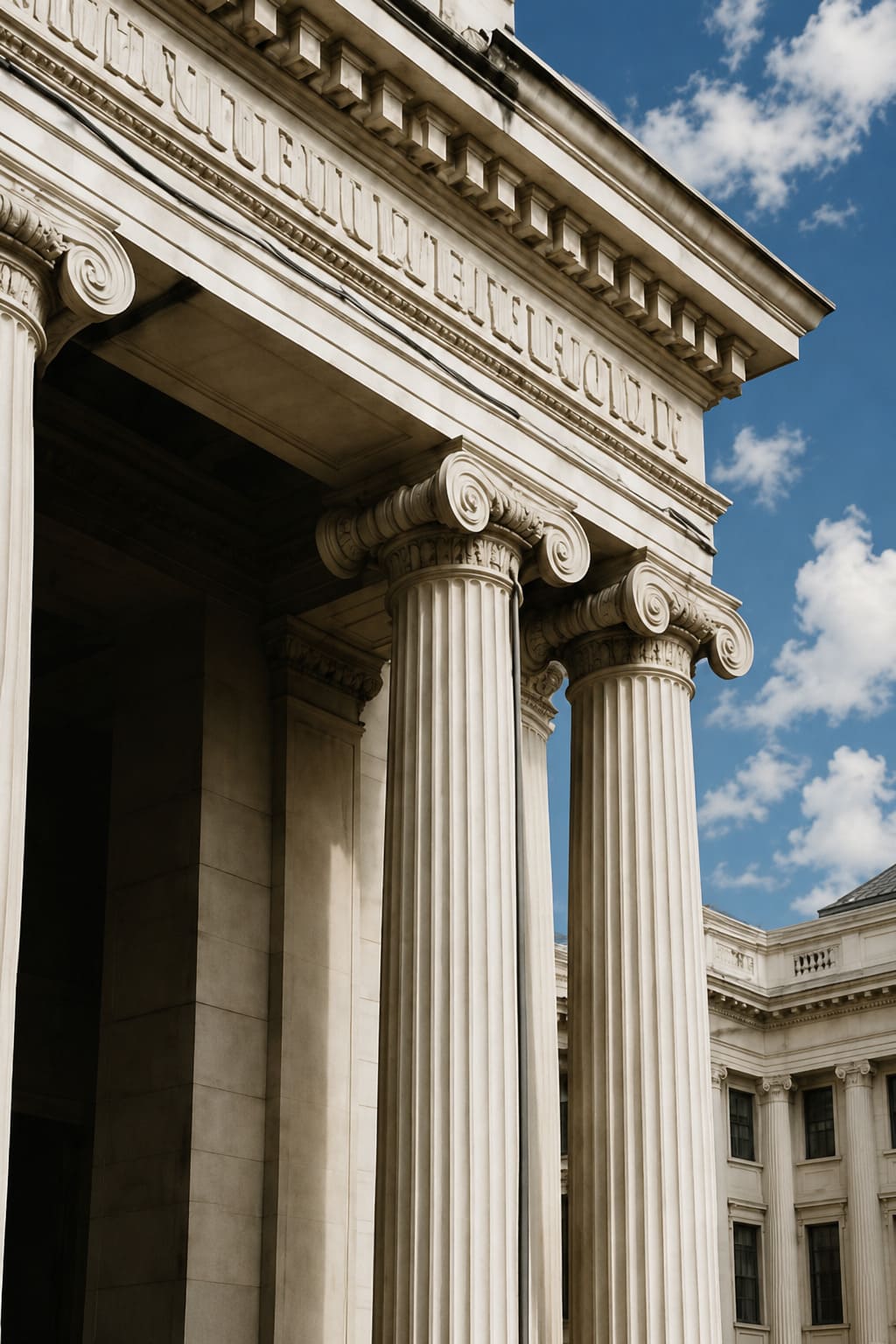 Classical Courthouse Beneath Blue Skies